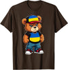 Ukrainian Teddy Bear Breakdance Rapper Ukrainian Flag Teddy Bear Ukraine Hip Hop T-Shirt - Brown