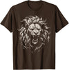 black animals art Lion Roar Head Art face for Lovers Lions King African Animal T-Shirt - Brown