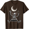 Skeleton Love Halloween Moon Skeleton Rock On Hand Spooky Halloween Rock Concerts T-Shirt - Brown