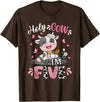 Cow Themed Birthday Party Supplies For Girl 5th Holy Cow I'm Five 5 Years Old 5th Birthday Girl Outfit T-Shirt - Brown