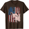 Proud USA Pig Farmer Apparel Gift Idea Pig American USA Flag Patriotic Pig Farm Gift T-Shirt - Brown