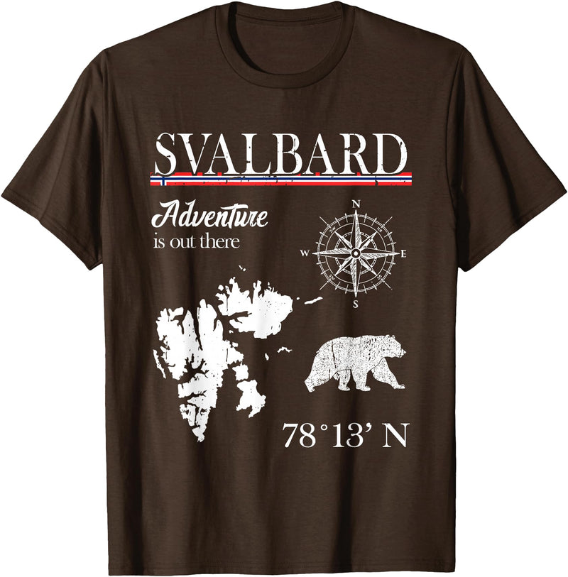 Spitsbergen Norway Scandinavia Travel Nordic Bear Svalbard - Adventure Is Out There - Norway Norwegian Flag T-Shirt - Brown
