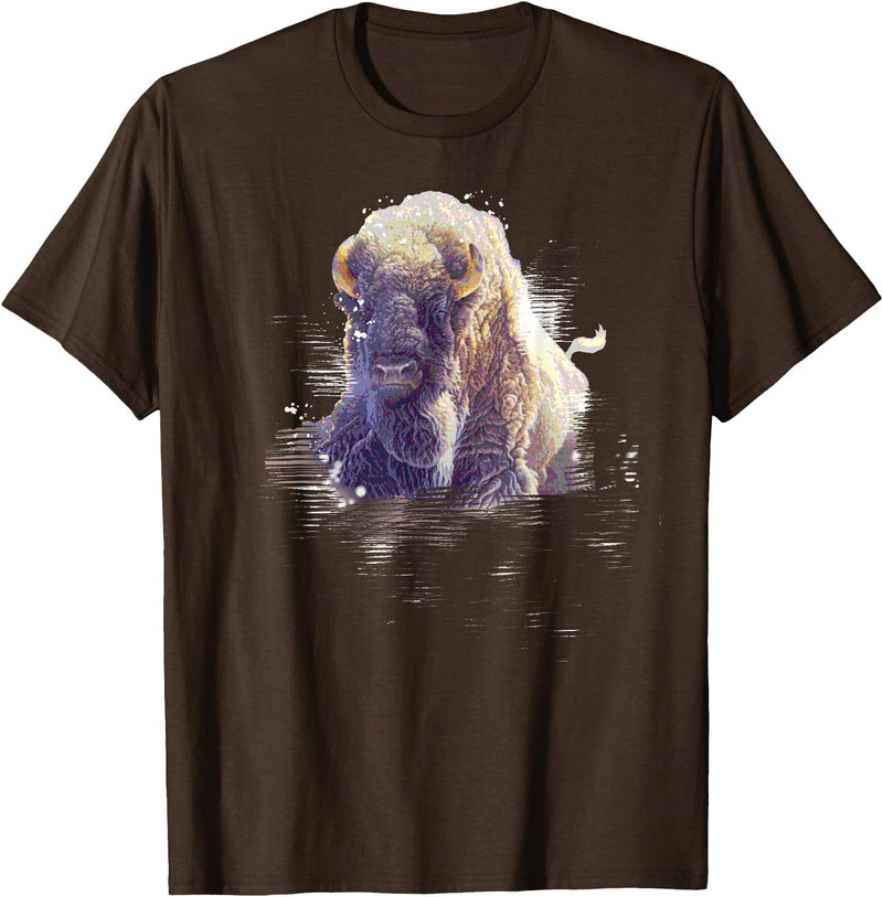 Rocky Mountain Wilderness designs Great Native American White Buffalo Sacred Spirit Animal T-Shirt - Brown
