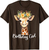 Zoo Animal Matching Birthday Girl Party Outfits Giraffe Birthday Girl Outfit for Wife Zoo Birthday Party T-Shirt - Brown