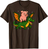 PigAxis1 Pig Animal Lover Dragon Riding Zoo Day Boys Girls Kids T-Shirt - Brown