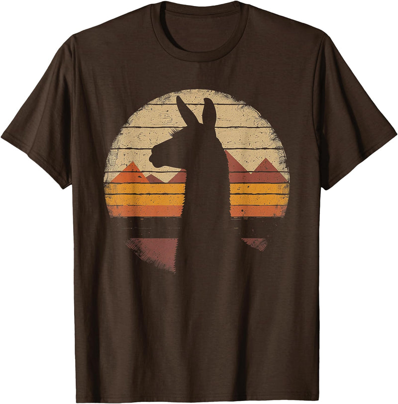 Llama Alpaca - Retro 70s 80s - Birthday Llama Alpaca - Retro 70s 80s Graphic Vintage Men Women T-Shirt - Brown