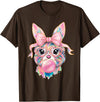 Funny Bunny Face Glasses Rabbit Coquette Bow Easter Trendy T-Shirt in Brown