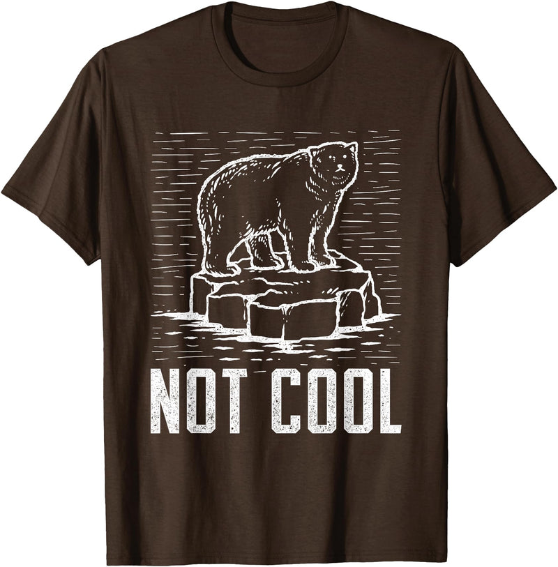 Climate Change Designs Polar Bear Against Climate Change Global Warming Design T-Shirt - Brown
