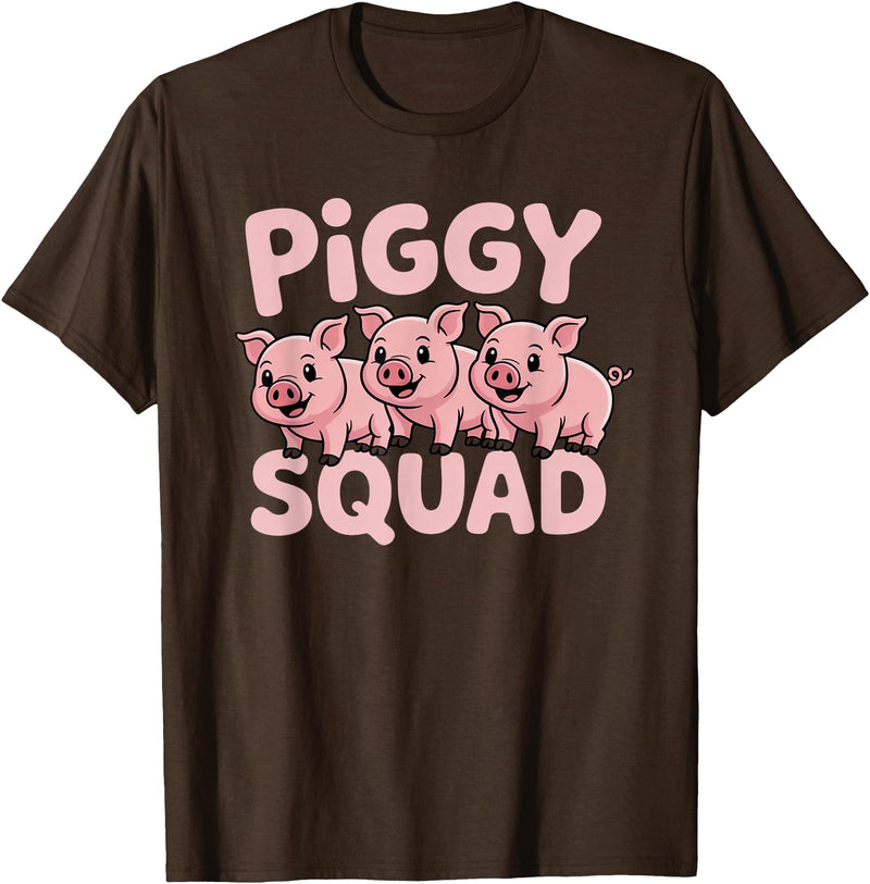 Piggy Squad - Matching Outfit Pig Lover Design T-Shirt - Brown
