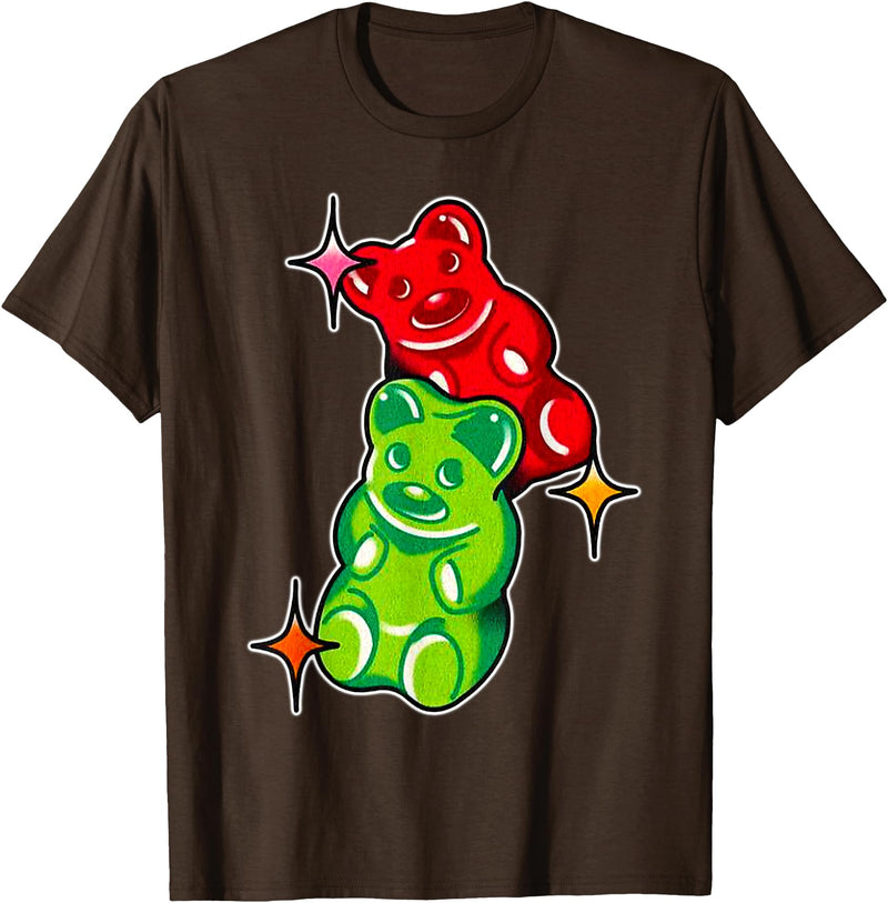 Urban Empyre Gummy Bear Candy Red Green T-Shirt - Brown