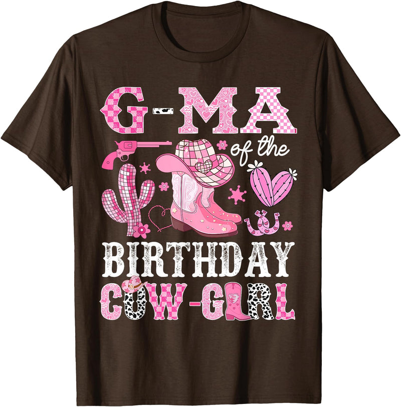 Pink Western Cowgirl Bday Party Family Matching G-Ma Of The Birthday Cow-Girl Rodeo Cowgirl Bday T-Shirt - Brown