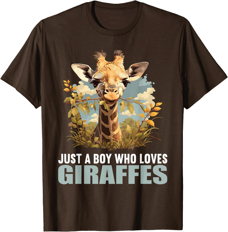 Giraffes Giraffe Lovers Shop Just a Boy who loves Giraffes. Giraffes Giraffe T-Shirt - Brown