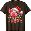 Christmas Pig Lover Christmas Light Pig Lover T-Shirt - Brown