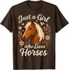 Cute Riding Horse Just A Girl Who Loves Horses Cute Horse T-Shirt - Brown