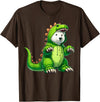 Scary Polar Bear Dinosaur Halloween Lazy Costume Polar Bear Wearing Dinosaur Costume Halloween Cosplay T-Rex T-Shirt - Brown