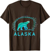 Funny Polar Bear Alaska Day Northern Light Gift Alaska Polar Bear with Polar Lights and Stars T-Shirt - Brown