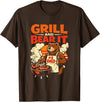 Bear Father Barbecue Humor Funny Dad Grill and Bear It Barbecue BBQ Joke T-Shirt - Brown