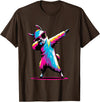 Dustwear Design - Dabbing and Dab Dabbing Llama with sunglasses Dancing Dab Llama motif T-Shirt - Brown