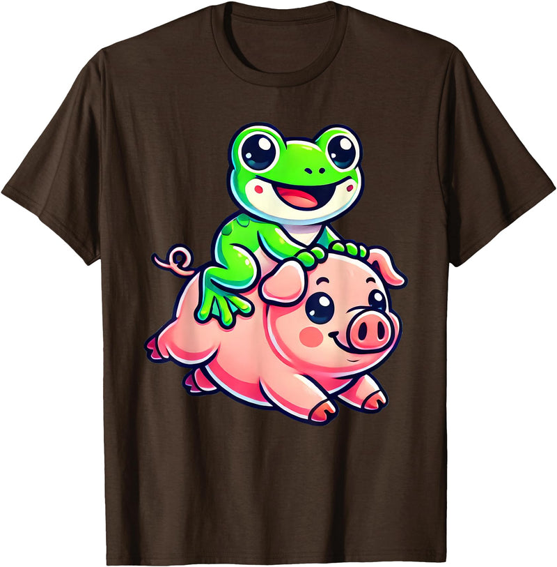 Cute Frog Pig Apparel Kawaii Frog Pig T-Shirt - Brown
