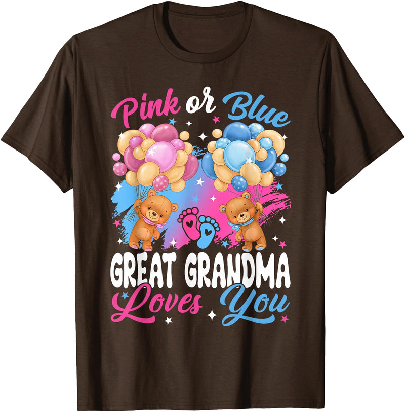 Bears Pink Or Blue Gender Reveal Bears Pink Or Blue Great Grandma Loves You Gender Reveal T-Shirt - Brown