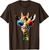 Giraffe Safari Sunglasses Gifts & Designs Giraffe with Sunglasses T-Shirt - Brown