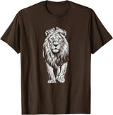 Laroli Aesthetic Art White Paint Art Lion Lions T-Shirt - Brown