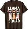Funny Llama Alpaca Animal Lover Gifts Clothing Llama Squad T-Shirt - Brown