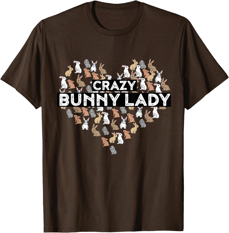 Crazy Bunny Lady Funny Rabbit T-Shirt in Brown