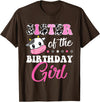 Cow Lover Birthday Men Women Kids Shirts & Gifts Sister of The Birthday Girl Farm Cow Matching Family Shirt T-Shirt - Brown