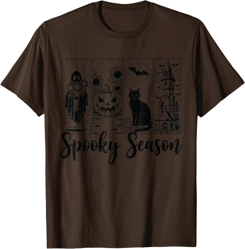 Halloween Spooky Tee Vintage Halloween Horror Spooky Season T-Shirt - Brown