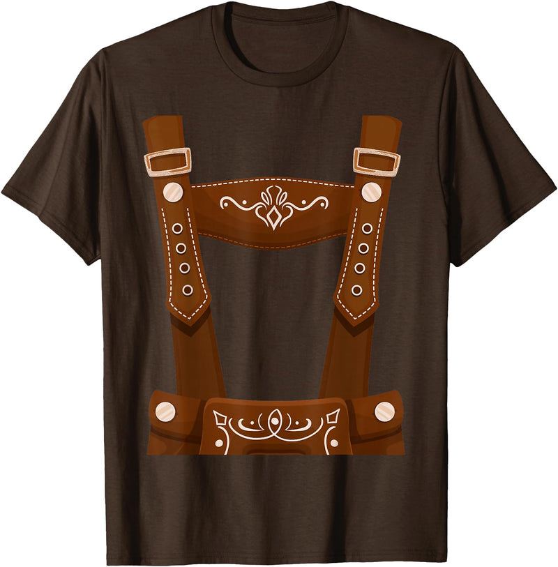 Bavarian Oktoberfest Halloween Costume Oktoberfest Costume Halloween Lederhosen T-Shirt - Brown
