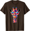 Colorful Giraffe Sunglasses Funny Giraffe Sunglasses T-Shirt - Brown