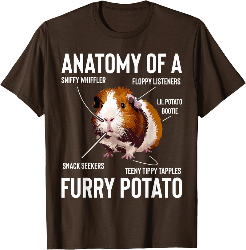 Guinea Pig Lover Gift Co. Guinea Pig Anatomy Of Furry Potato Funny Cavy Men Women Kids T-Shirt - Brown