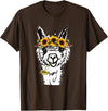 Funny Llama Alpaca Animal Lover Women's Floral Llama Alpaca Funny Graphics T-Shirt - Brown