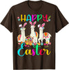Happy Easter Three Llama Wearing Bunny Ear Happy Easter Llama Lover Three Llama Wearing Bunny Ear T-Shirt - Brown