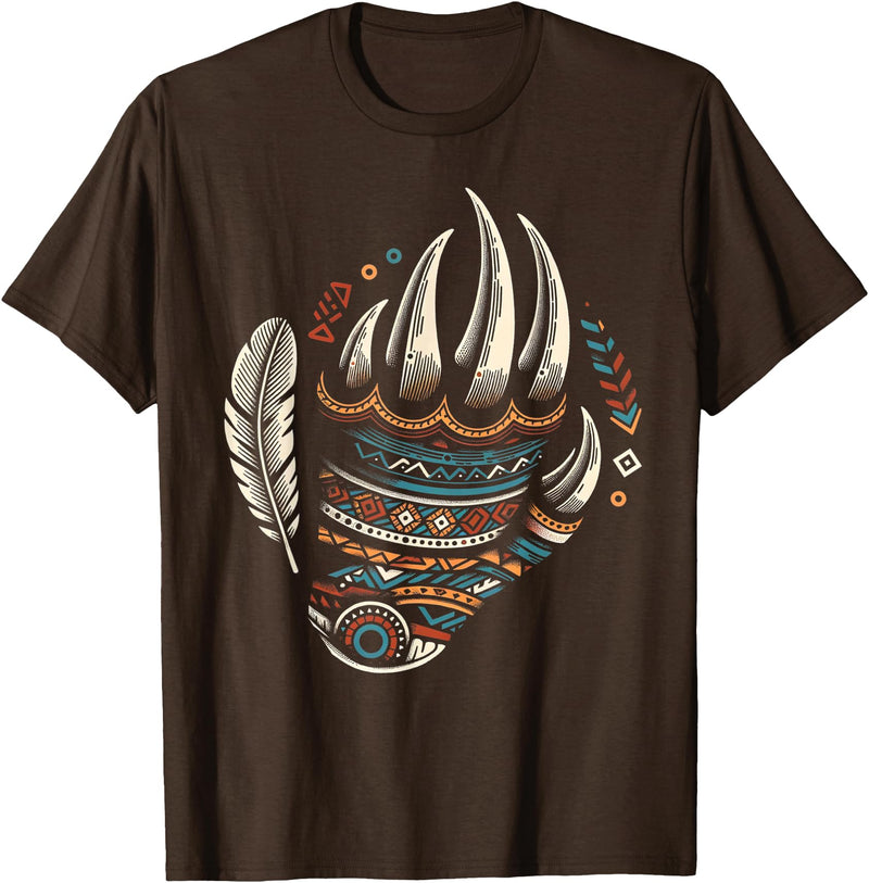 Native Indians Indigenous Bear Paw Clothing Men Native Heritage Month Proud Native American Bear Claws T-Shirt - Brown
