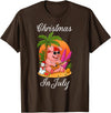 Cute Funny Pig Christmas Xmas Summer Vacation Gift Christmas In July Cute Pig Funny Summer Vacation Beach Vibes T-Shirt - Brown