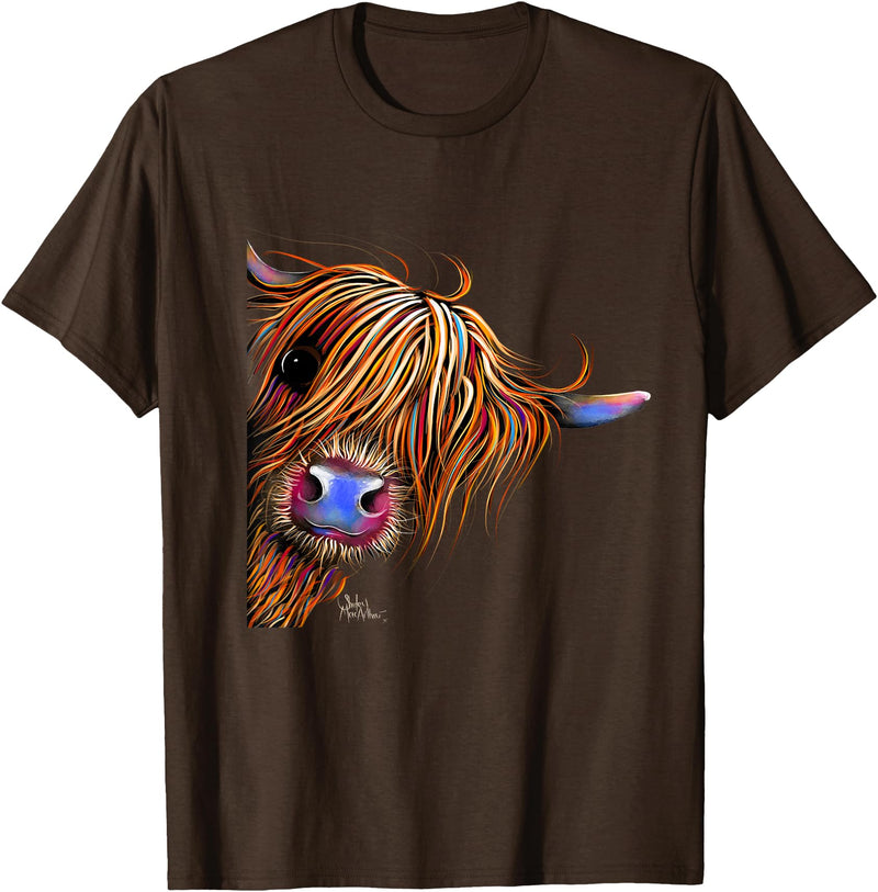 SHiRLeY MacARTHuR HiGHLaND CoW PRiNT ANiMaL PRiNT ' SuGaR LuMP ' T-Shirt - Brown