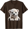 Just Sweet Designs Cute Polar Bear Cub Design T-Shirt, Small, Black - Brown