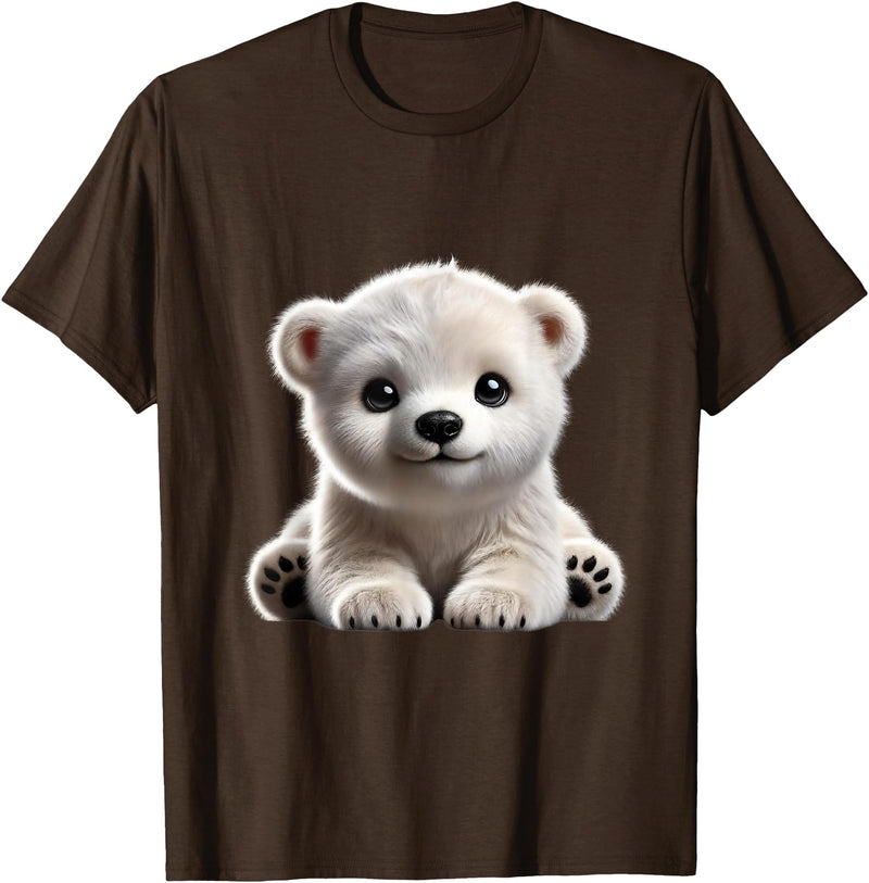Just Sweet Designs Cute Polar Bear Cub Design T-Shirt, Small, Black - Brown