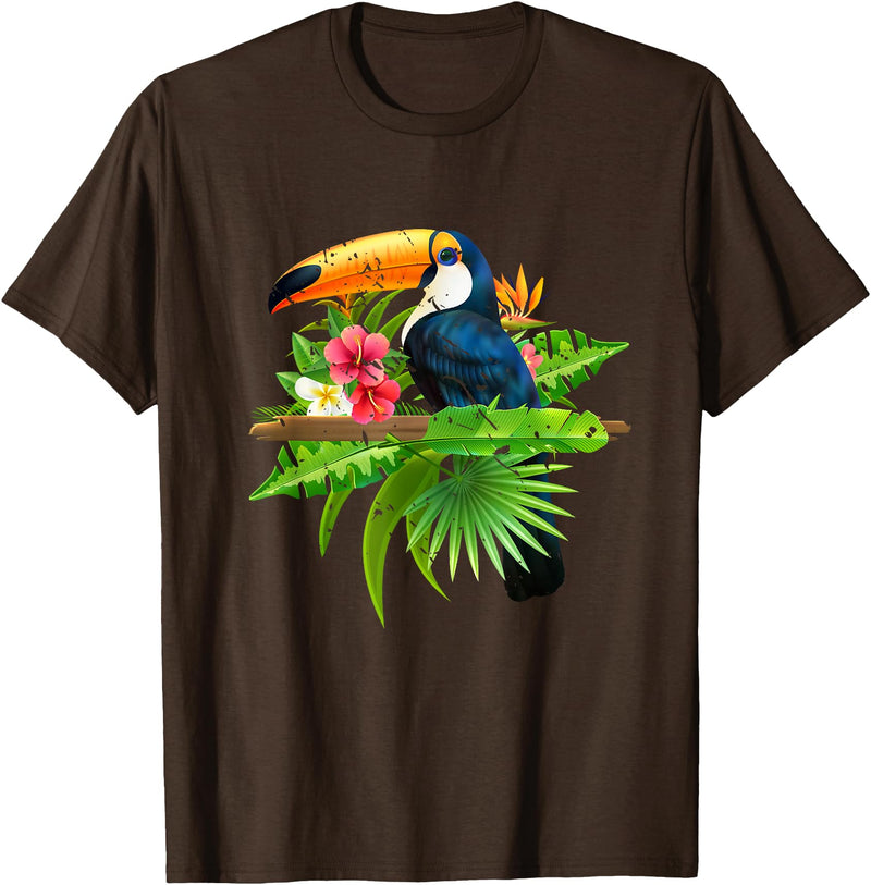 Toucan Bird Ornithologist Gift Idea Tropical Birds Exotic Summer Animal Toucan T-Shirt - Brown