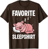 Pig Lover Gift Co. Favorite Sleep, Napping Pig, Piglet & Piggy Pajama T-Shirt - Brown