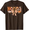 Pumpkin Fall Leopard Happy Thanksgiving Mat Nonna Pumpkin Fall Coquette Bow Thanksgiving Mom Women T-Shirt - Brown