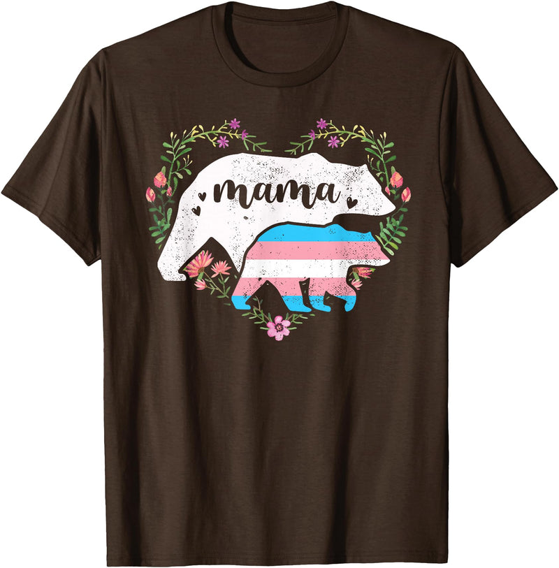 LGBT Trans Pride Shirts Mom Mama Bear for Moms LGBTQ Mama Bear Transgender Flag Gay Equal Rights Trans T-Shirt - Brown