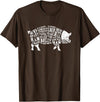 BBQ T-Shirts: Pig Cuts Barbecue and Grilling T-Shirt T-Shirt - Brown