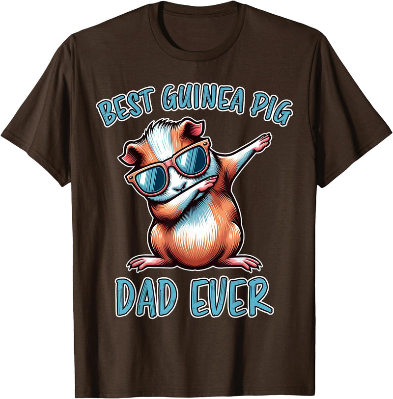Funny Guinea Pig Daddy Cute Guinea Pig Designs Guinea Pig Dad Funny Guinea Pig T-Shirt - Brown
