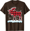 Moose Buffalo Lover Gift Co. Moose Red Buffalo Plaid Matching Pajama Family T-Shirt - Brown