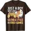 Funny Guinea Pig Gifts For Women Men Kids by DMTRY Just A Boy Who Loves Guinea Pigs and Video Games T-Shirt - Brown