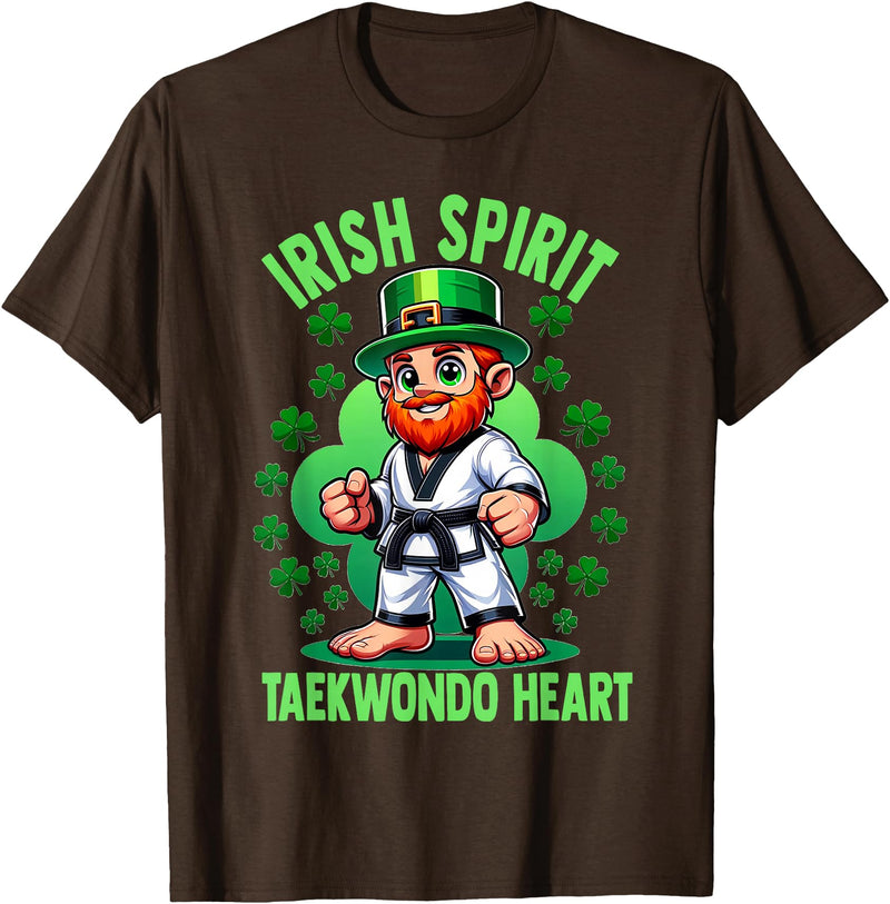 Buffalo Taekwondo Karate and Martial Arts Tees St Patricks Day Martial Arts Irish Spirit Taekwondo Heart T-Shirt - Brown