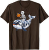 Orca Skeleton Halloween Whale Apparel Co. Skeleton Riding Mummy Orca Halloween Candy Whale T-Shirt - Brown